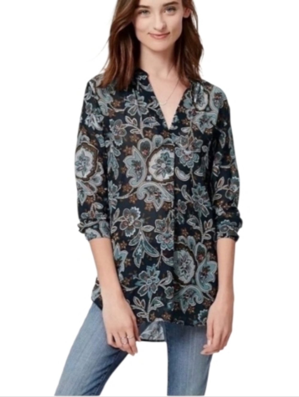 Loft Floral Paisley Boho Blouse